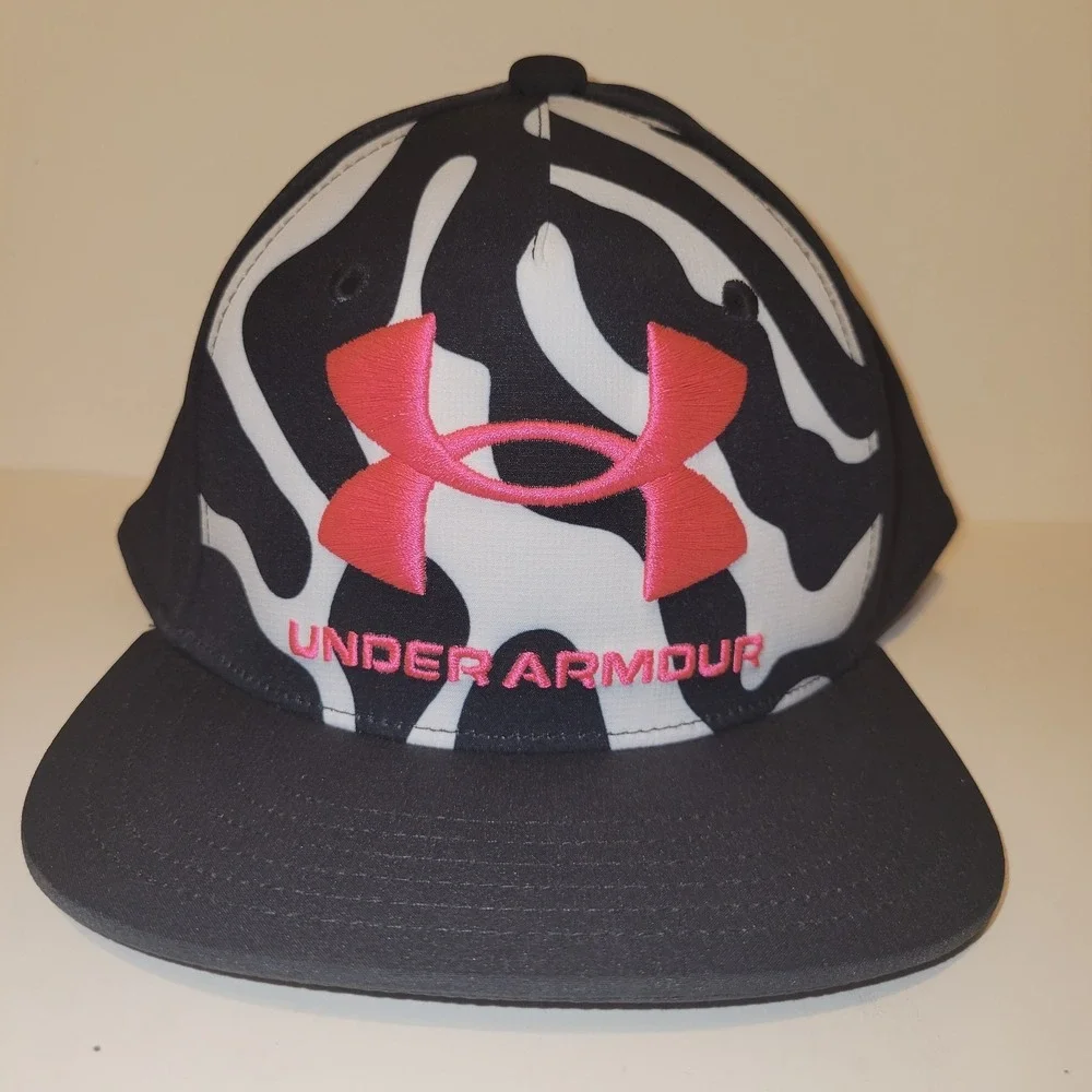 Under‎ Armour UA Flat Fit Snapback Hat Cap Youth OSFA Pink White Black
